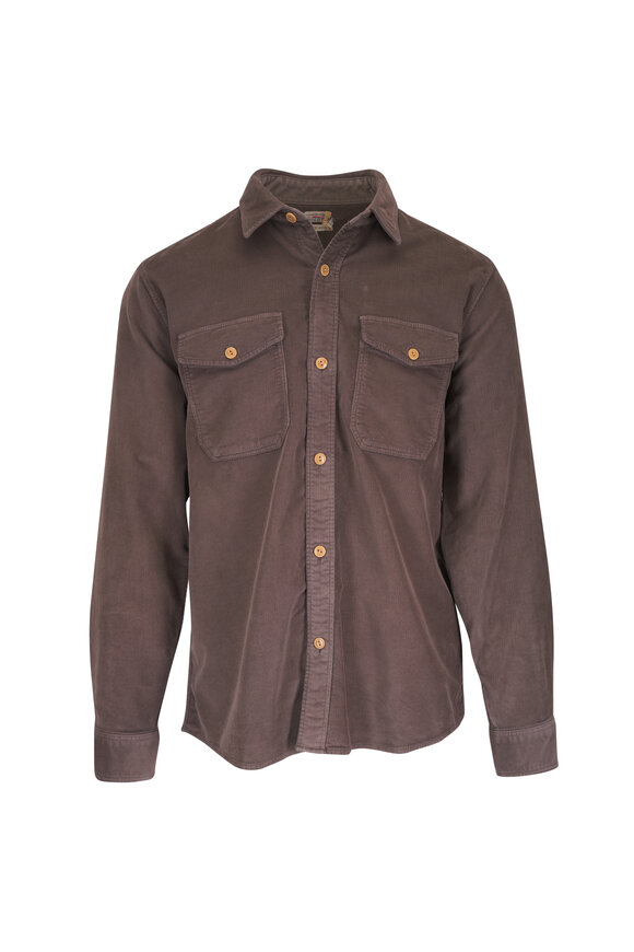 Faherty Brand Brown Umber Stretch Terry Corduroy Workshirt - view 1