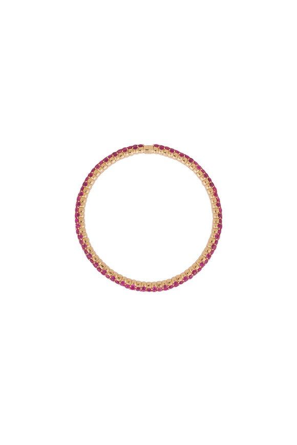 ZYDO 18k Yellow Gold Pink Sapphire Stretch Bracelet - view 4