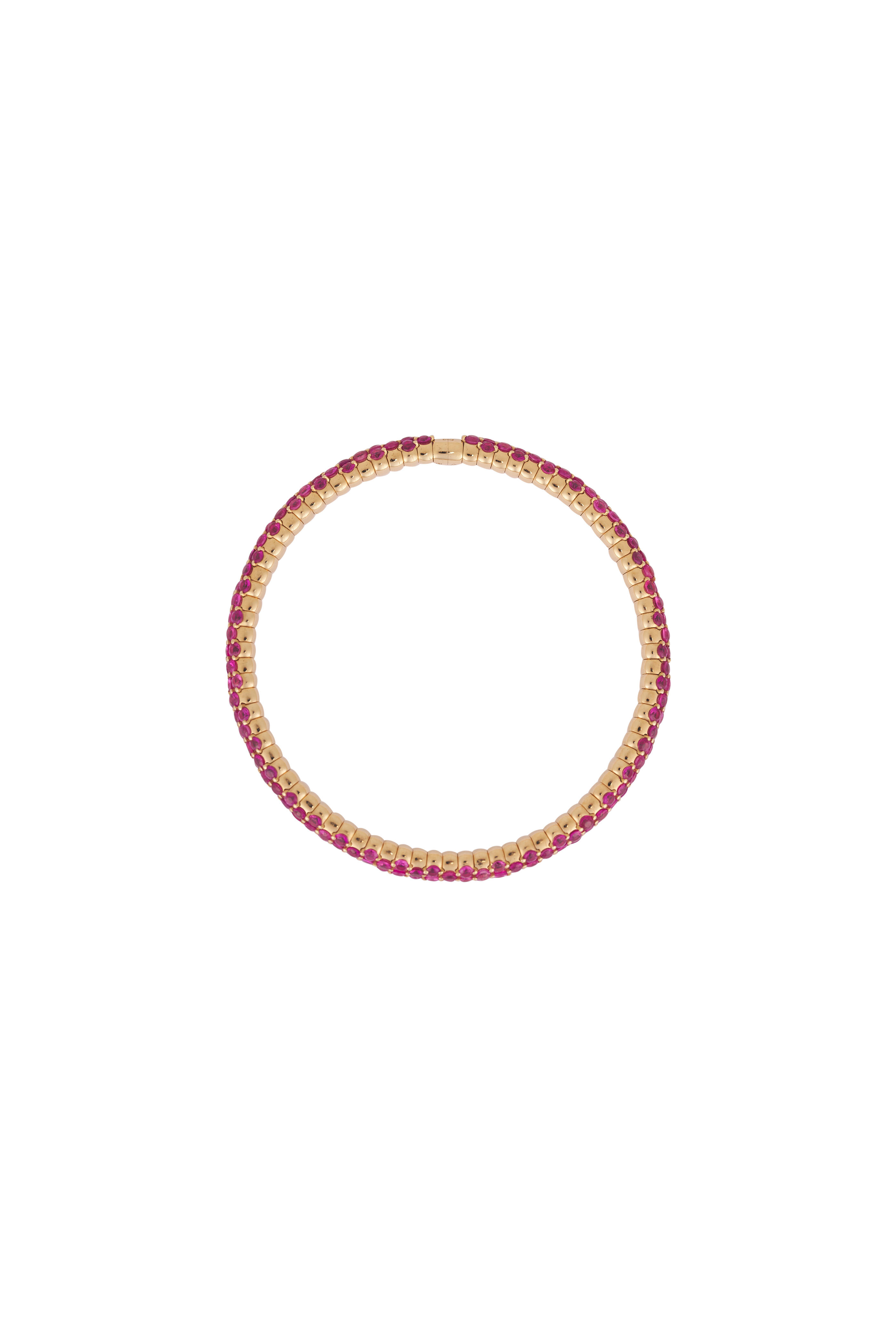 ZYDO - 18k Yellow Gold Pink Sapphire Stretch Bracelet - view 4