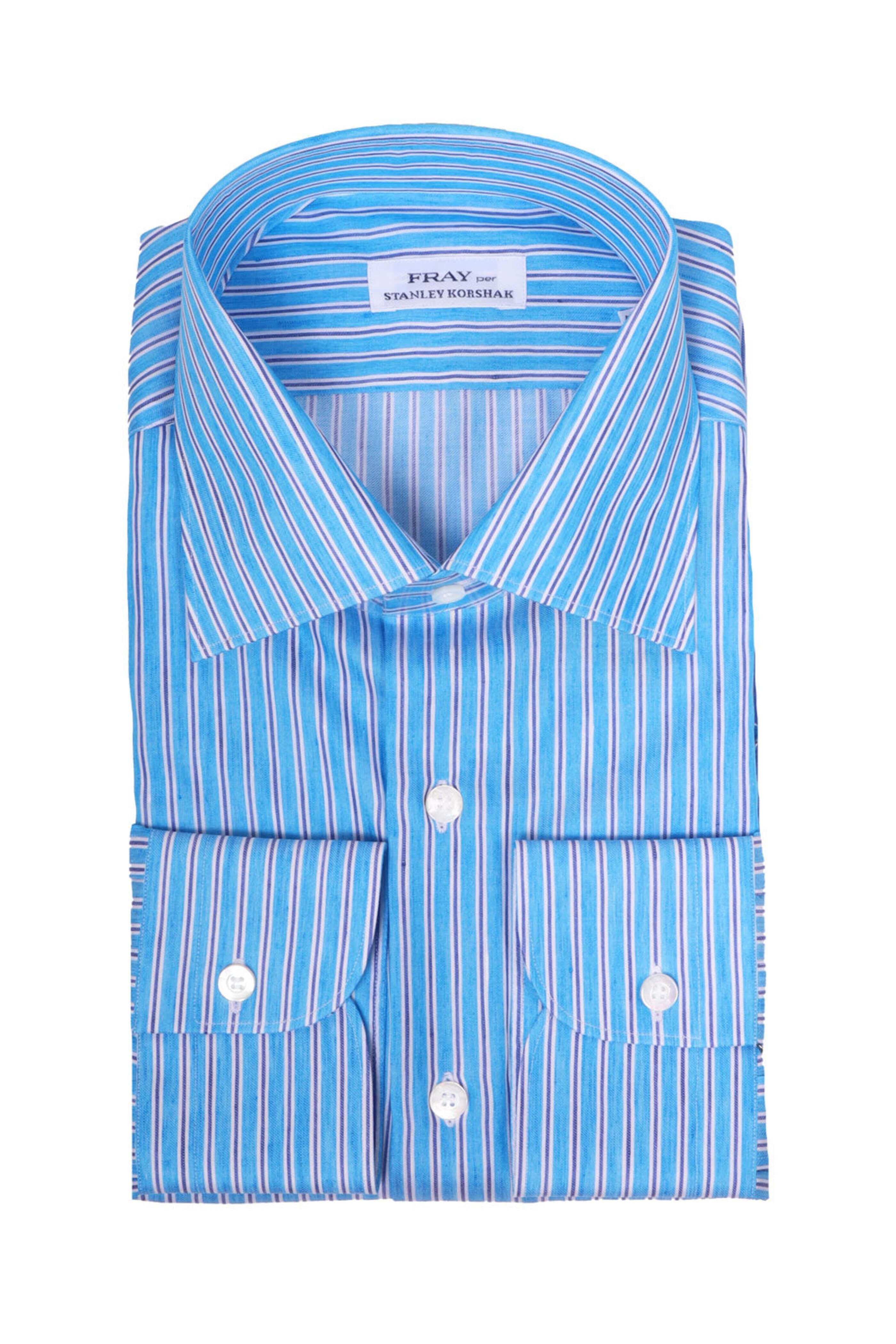 Fray - Blue and White Striped Dress Shirt