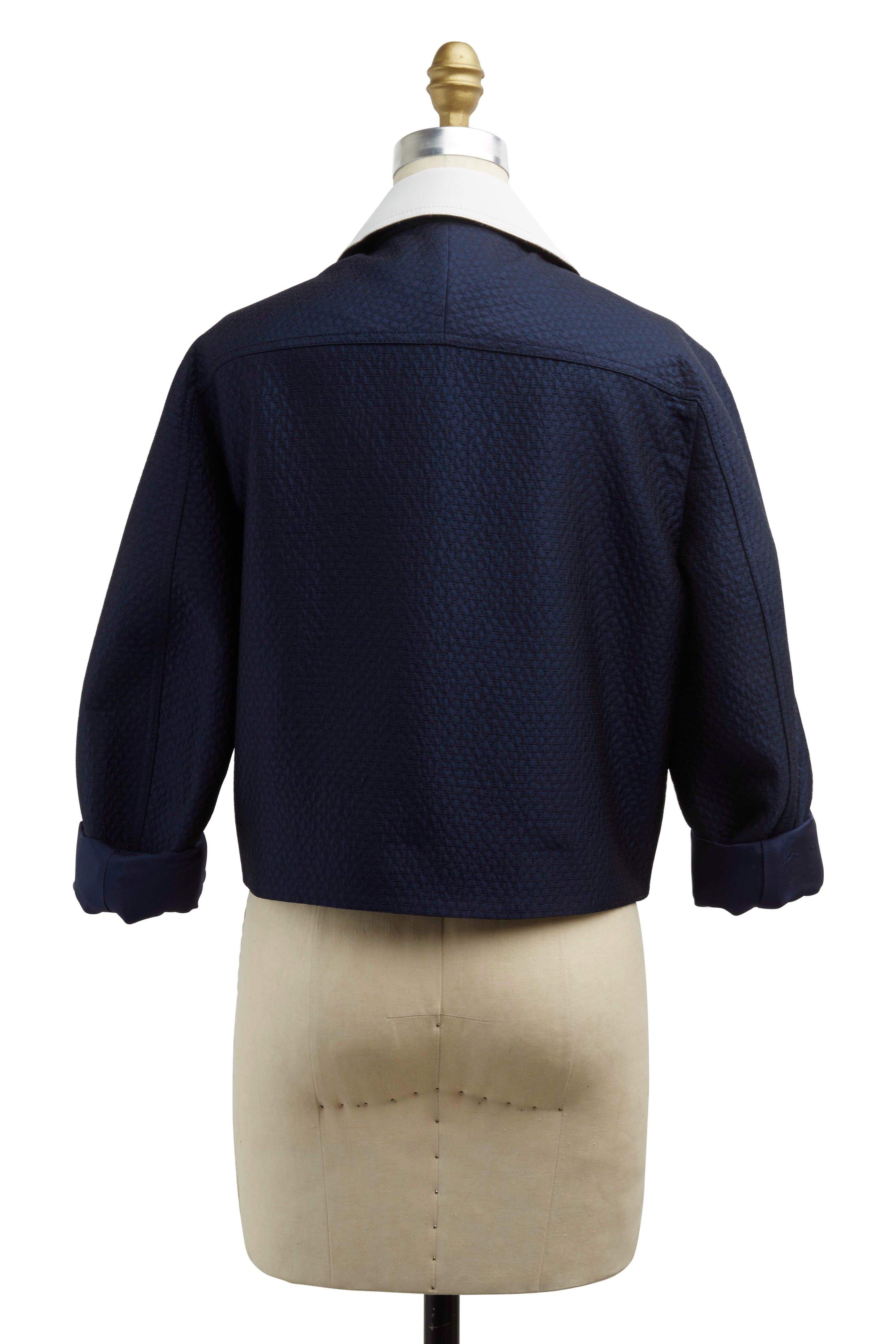 3.1 Phillip Lim - Navy Blue & White Leather Jacket
