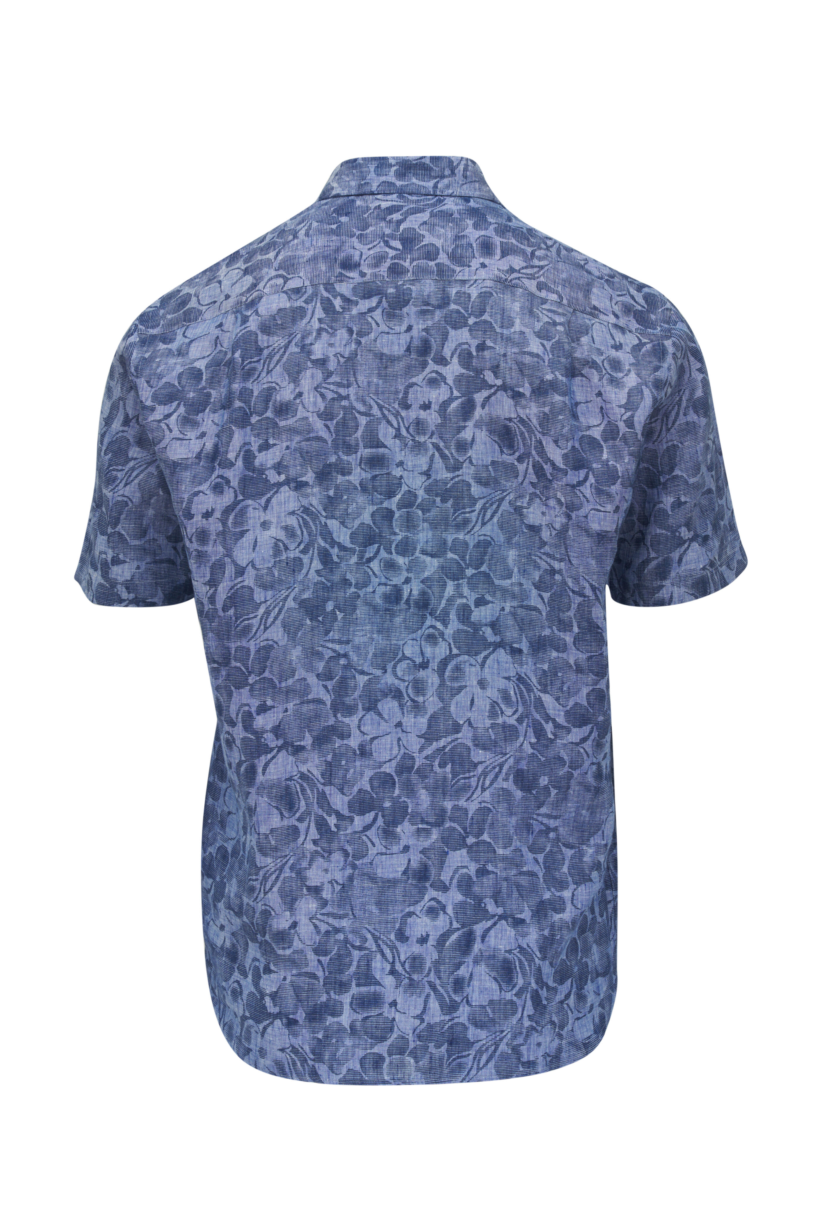 Peter Millar - Amalfi Indigo Floral Print Linen Sport Shirt