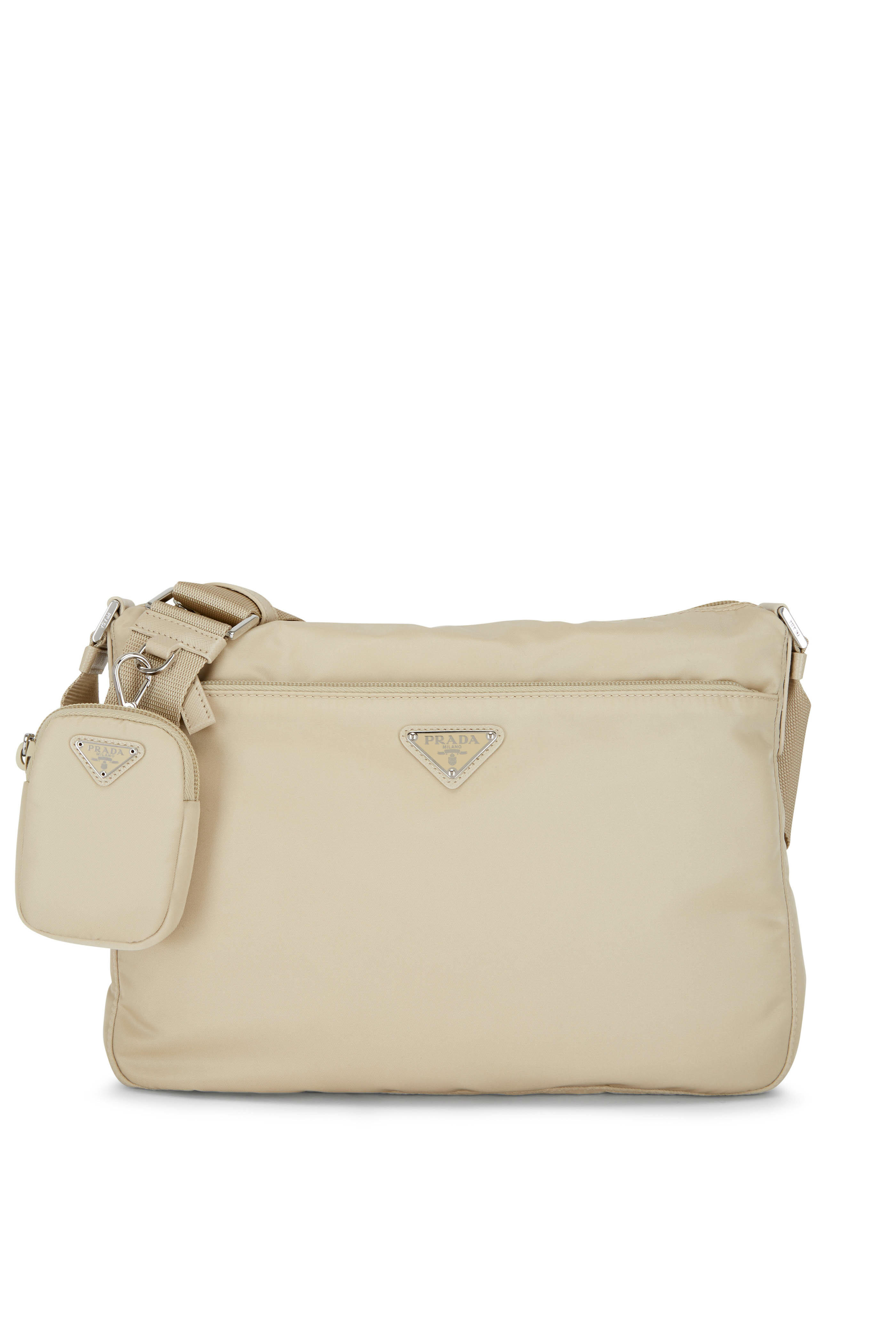 Prada - Deserto Tan ReNylon Pouch Shoulder Bag | Mitchell Stores
