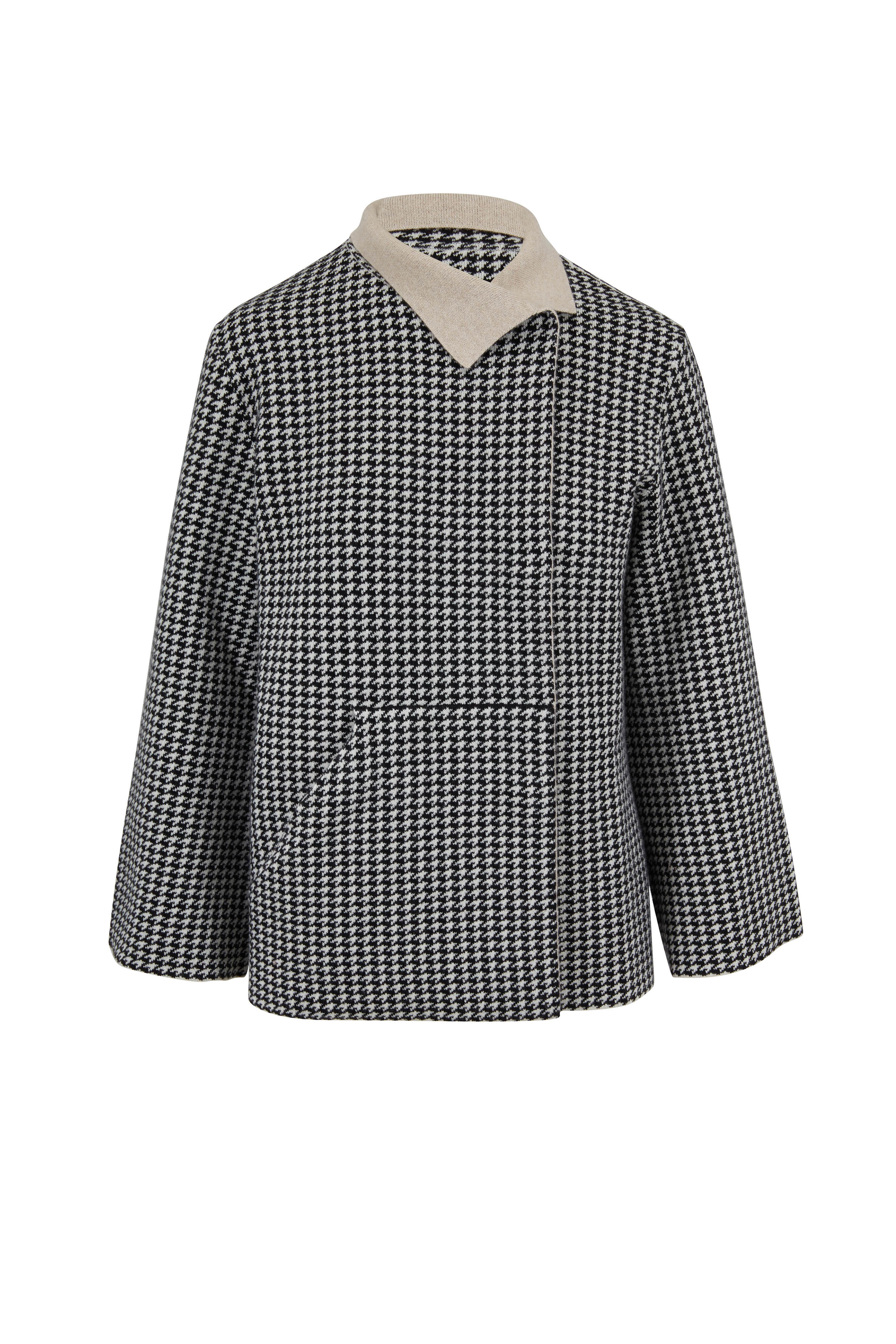 Akris - Black & Birch Houndstooth Reversible Jacket