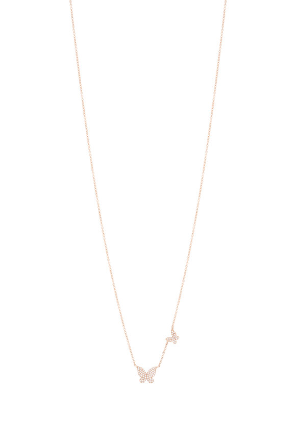 Kai Linz 14k Rose Gold Diamond Double Butterfly Necklace - view 1