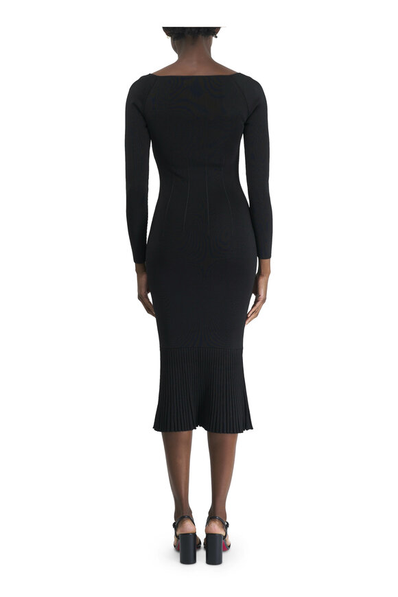 Galvan - Atlanta Ribbed Knit Black Midi Dress