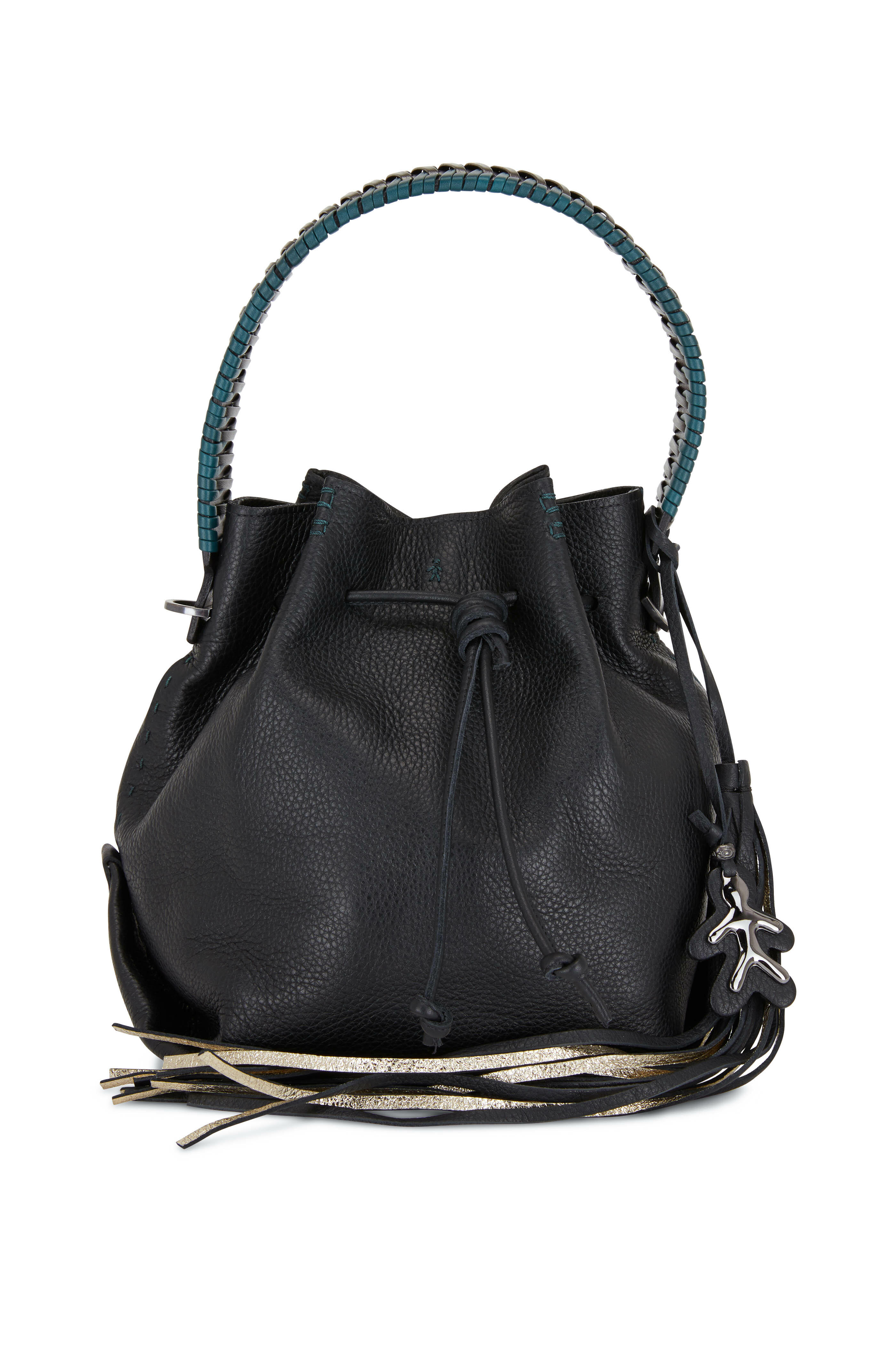 Henry Beguelin - Black Grained Leather Small Hobo Bucket Bag