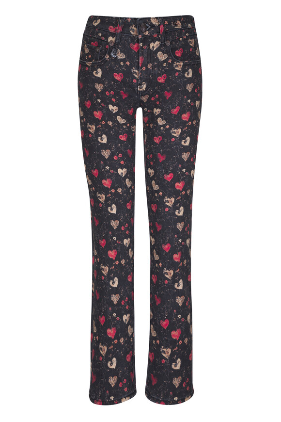R13 Boy Straight Heart Print Jean