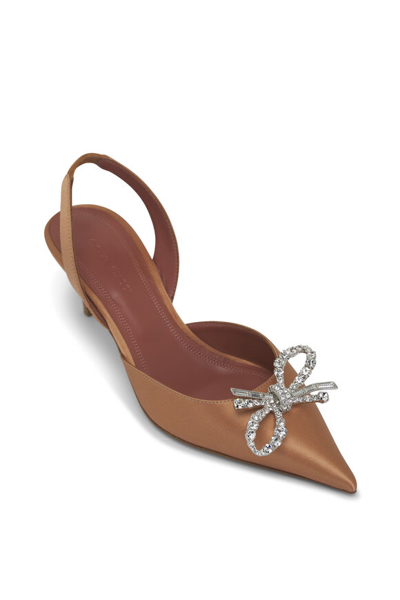 Amina Muaddi - Rosie Latte Satin Slingback, 60mm