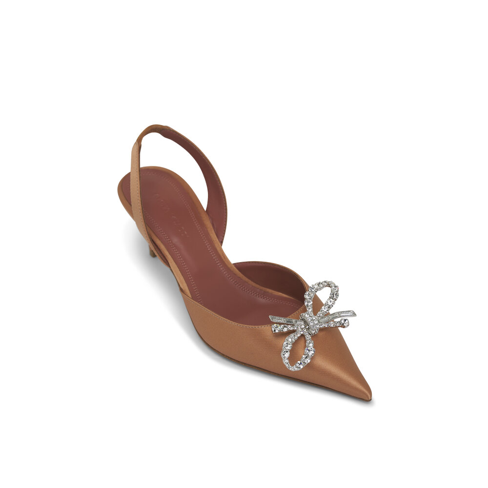 Amina Muaddi - Rosie Latte Satin Slingback, 60mm