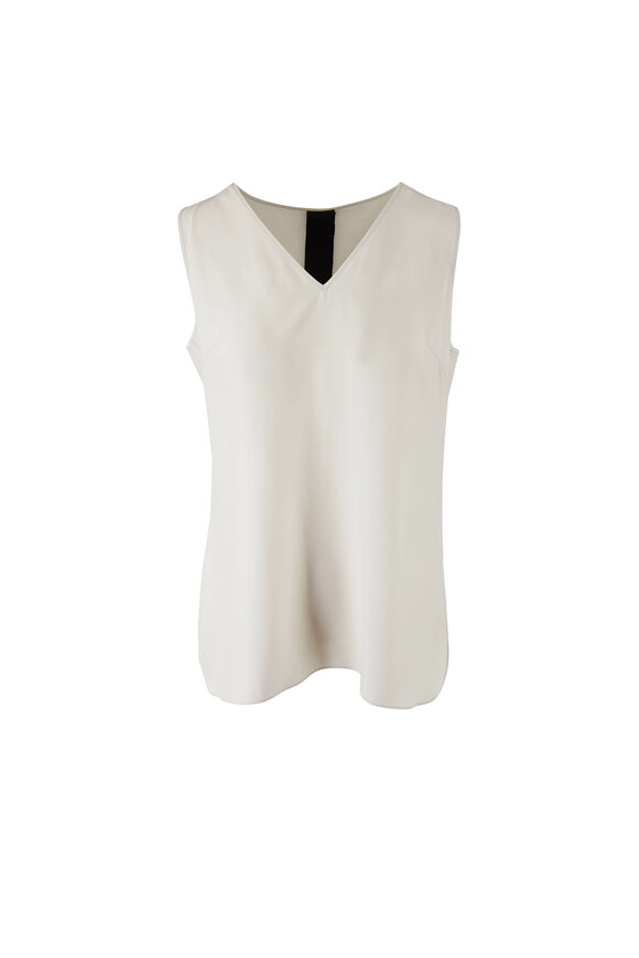 KZ_K Studio - Taupe Gray Silk V-Neck Reversible Tunic Cami