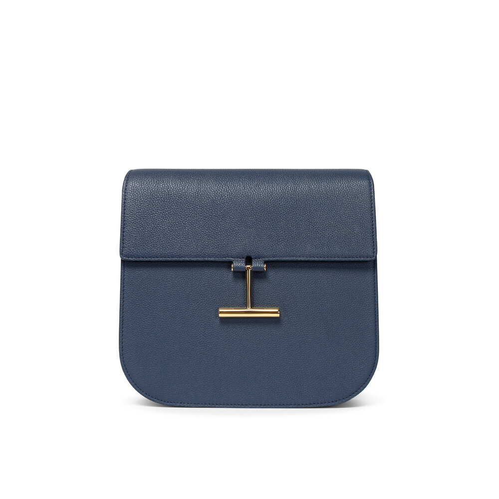 Tom Ford - Medium Tara Grained Leather Crossbody in Denim