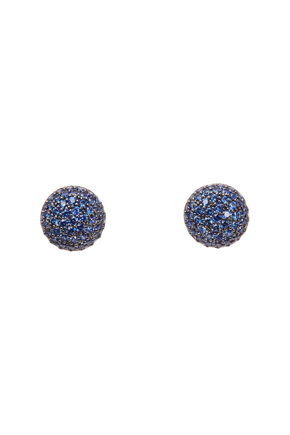 Sidney Garber Perfect Pavé Sapphire Button Earrings