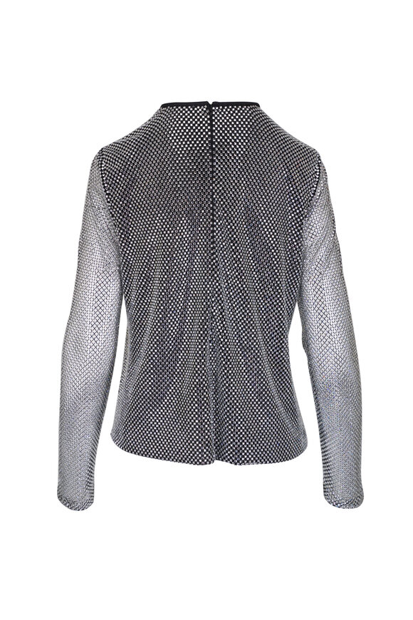 Dolce & Gabbana - Crystal Mesh Silver Crewneck Blouse