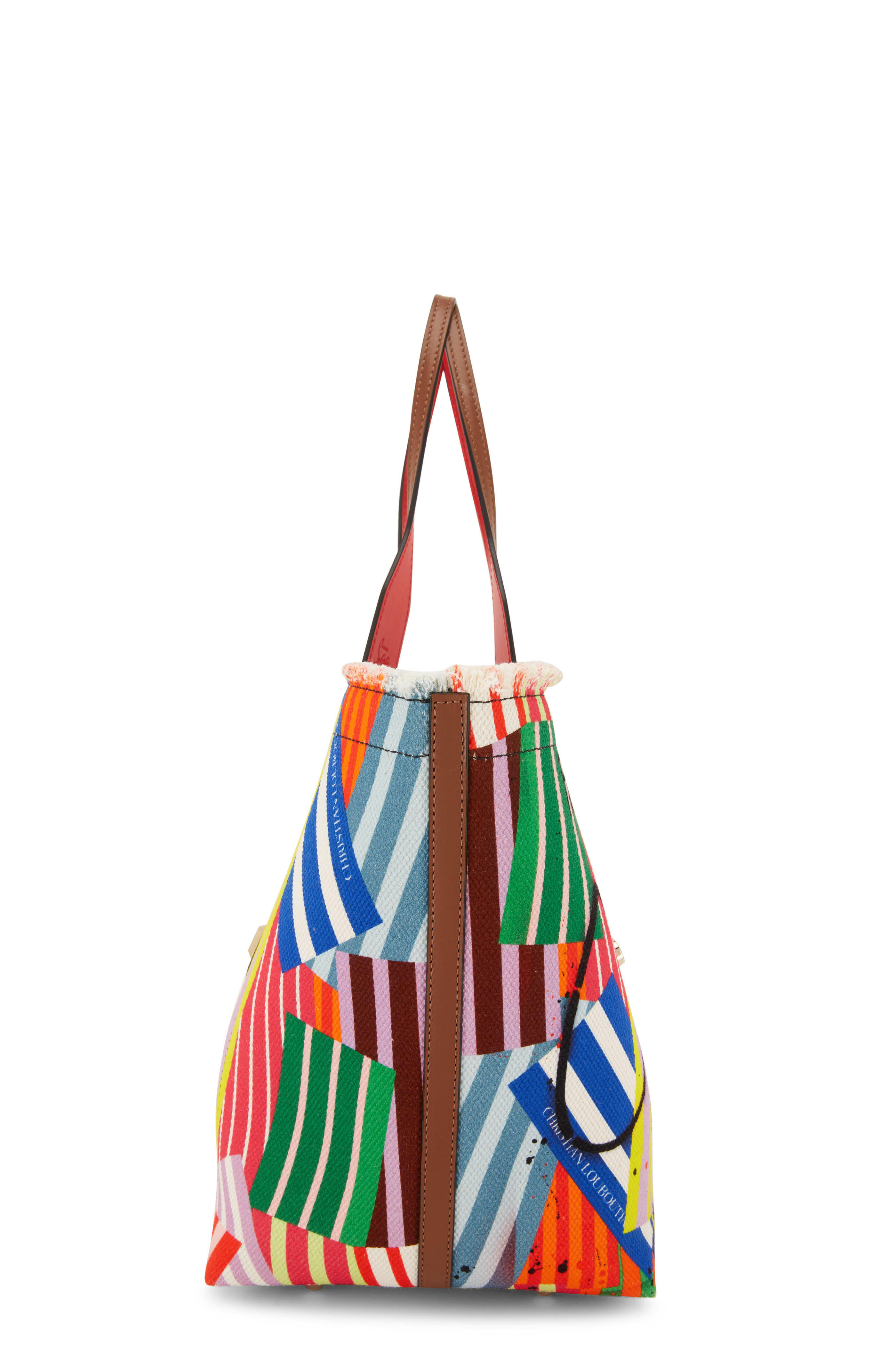 CHRISTIAN LOUBOUTIN: Frangibus canvas and leather bag - Natural