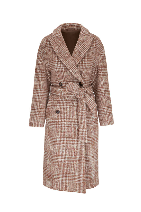 Brunello Cucinelli - Double Breasted Plaid Cashmere Wrap Coat 