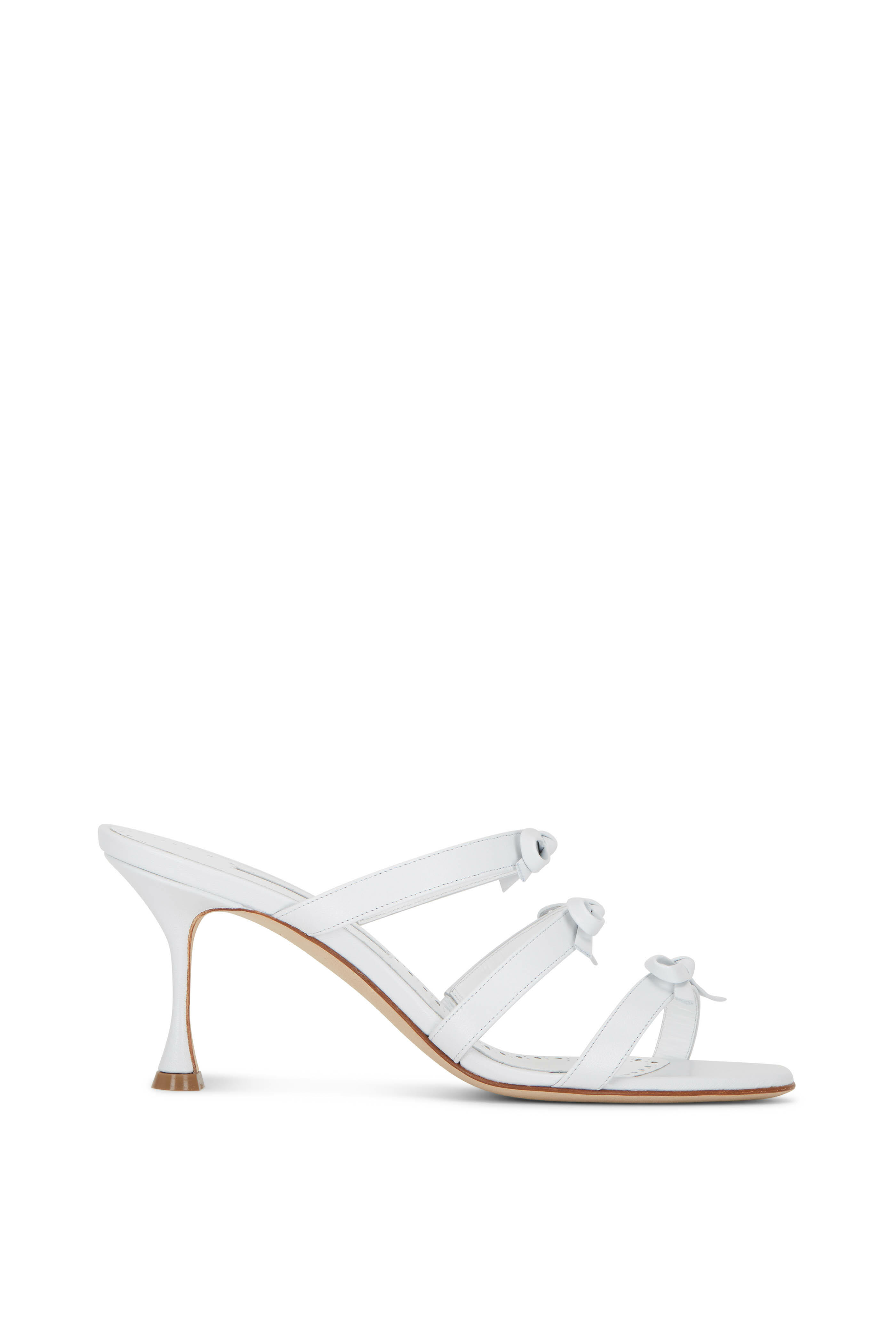 Manolo Blahnik - Ircanamu White Leather Mule, 70mm