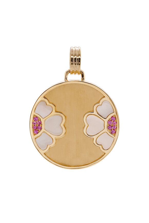 Bridget King 14k Yellow Gold Diptych Floral Medallion - view 1