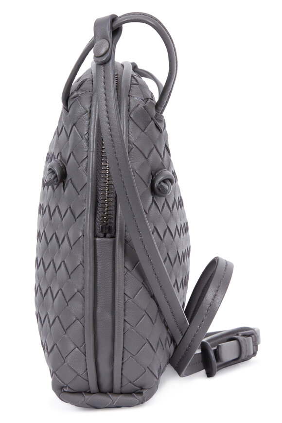 Bottega Veneta - Gray Intrecciato Leather Crossbody Bag