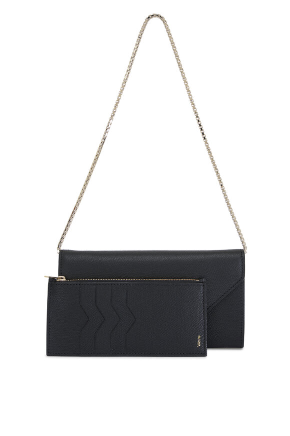 Valextra - Iside Black Continental Chain Purse 