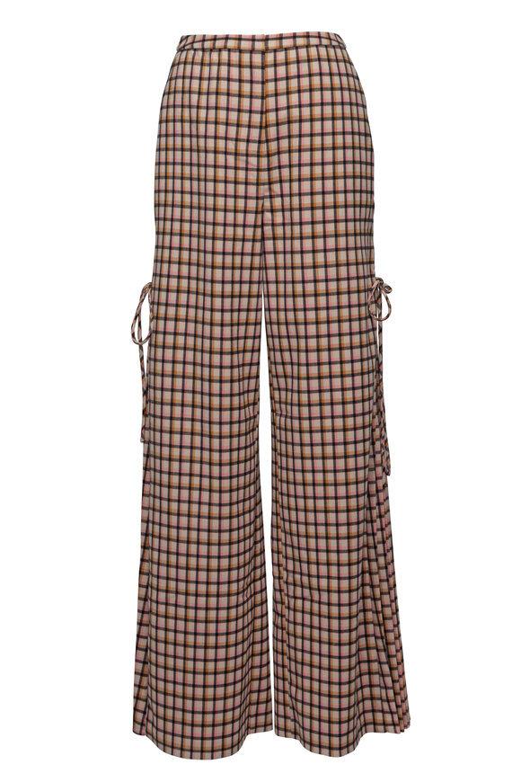 Clea Carlos Praline Check Side Tie Pant