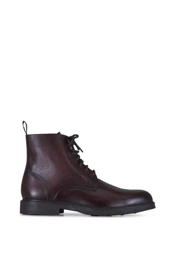 Aquatalia Bernardo Dark Brown Tumbled Leather Lace Up Boot - view 4