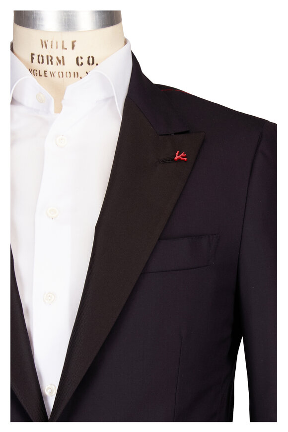 Isaia Navy Blue Peak-Lapel Wool Tuxedo - view 1