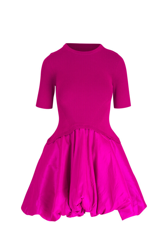 Jonathan Simkhai Kenny Magenta Mini Bubble Dress 