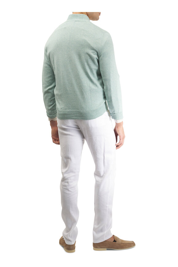 Gran Sasso Green Cotton & Cashmere Quarter Zip Pullover - view 4