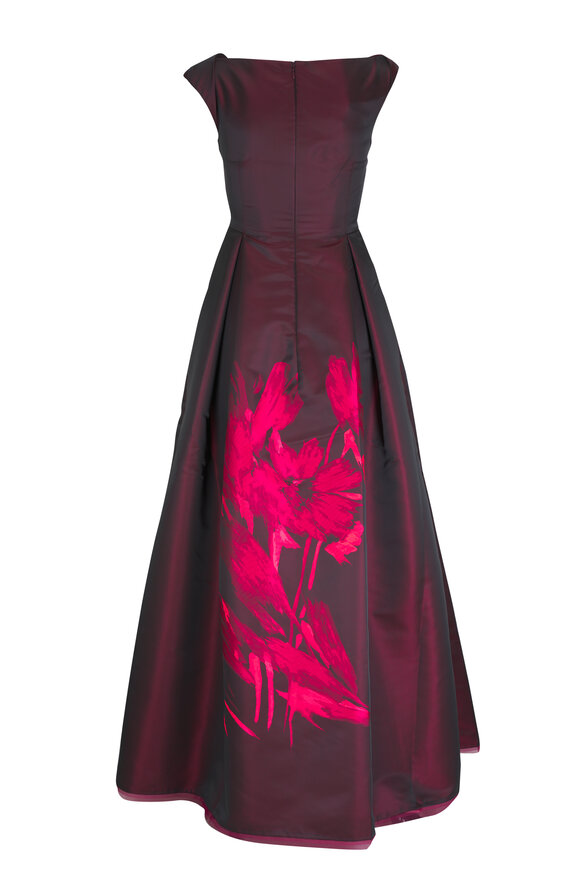 Talbot Runhof - Red Floral Bouquet Evening Gown 