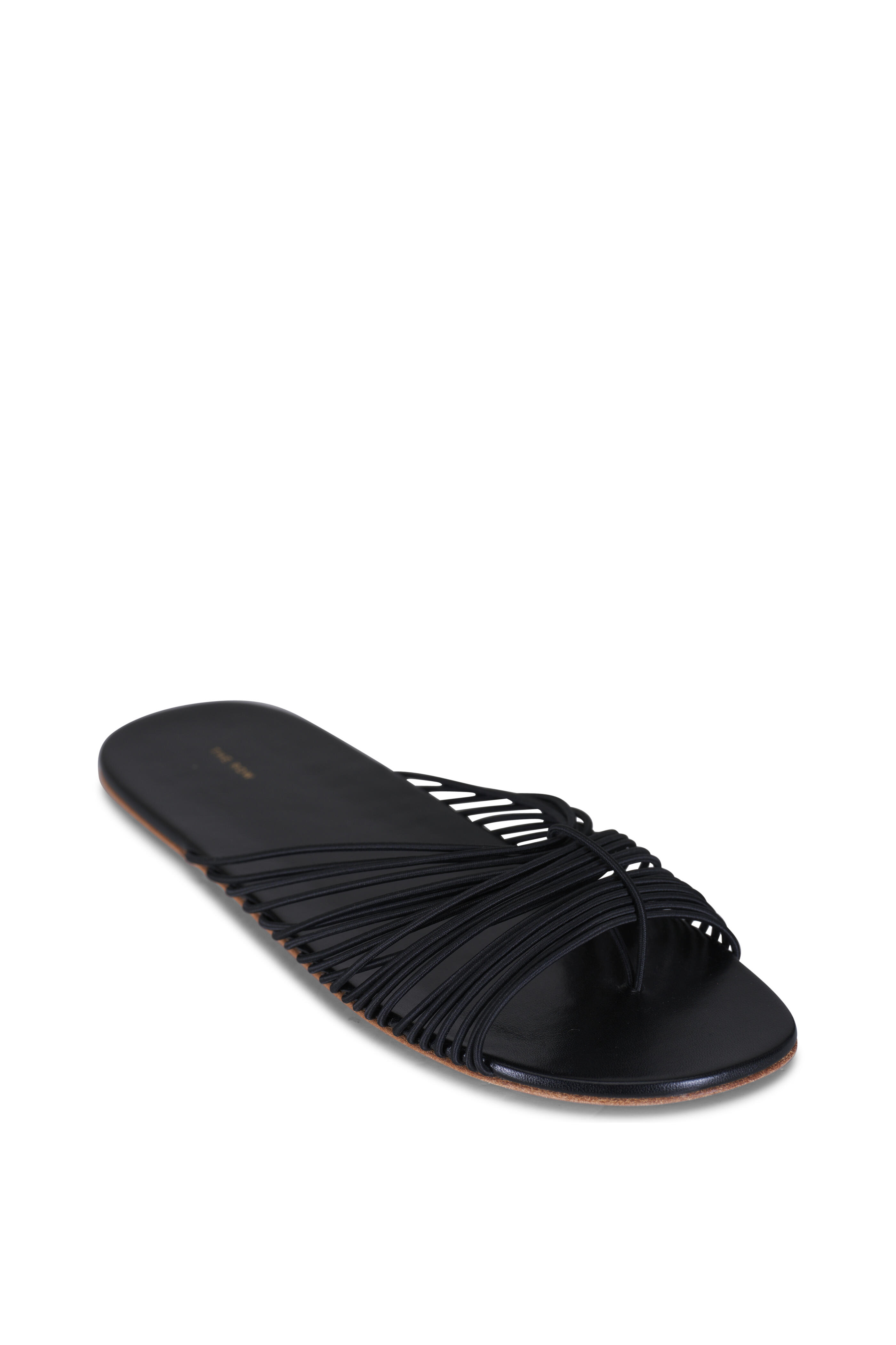 夏の装い★THE ROW Sara slides Sara Strap Slide Black in Leather – The Row