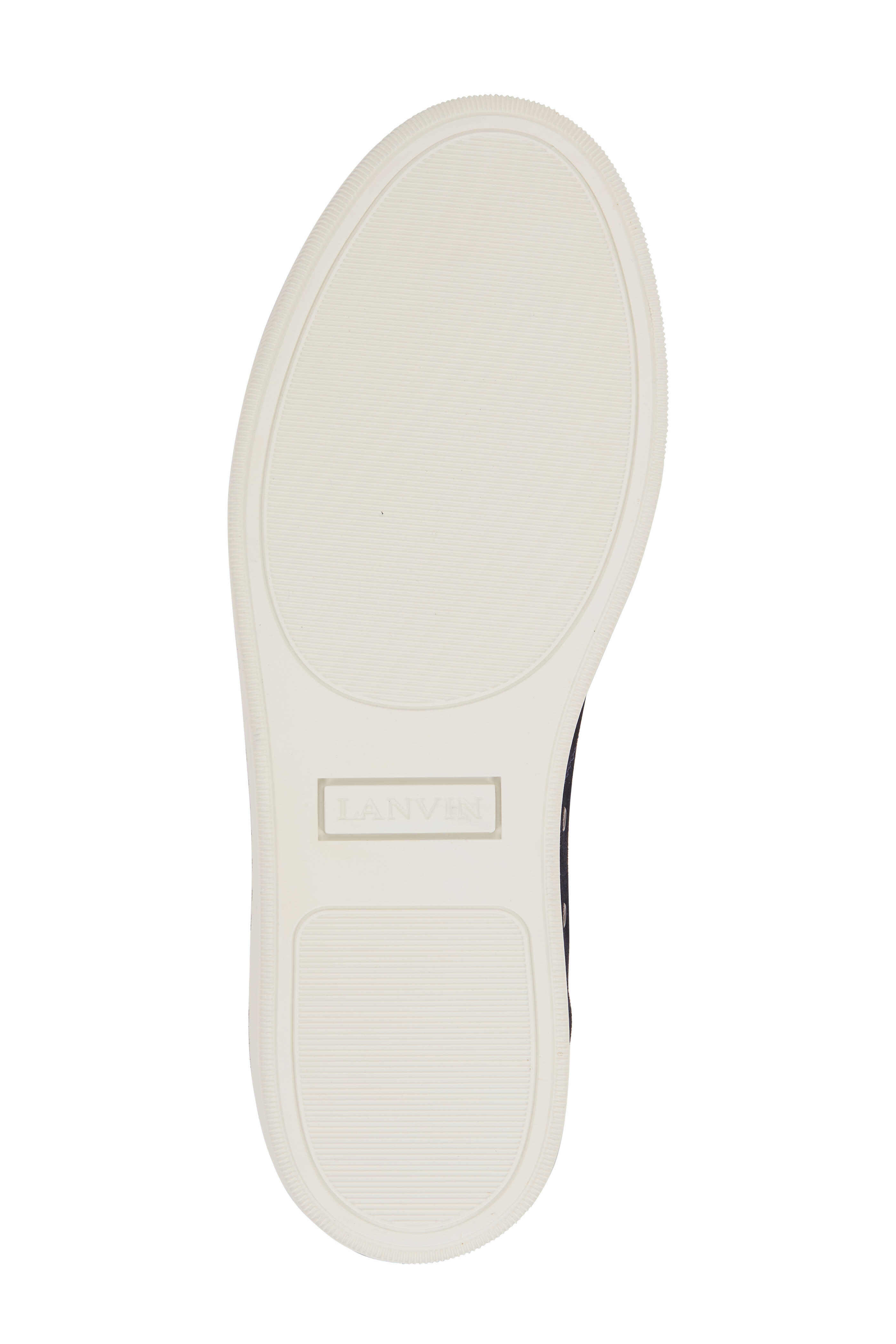 Lanvin - Navy Blue Suede & Leather Cap-Toe Sneaker