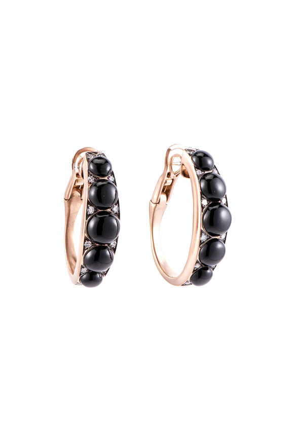 Sylva & Cie 18k Rose Gold Black Jade Diamond Hoop - view 1