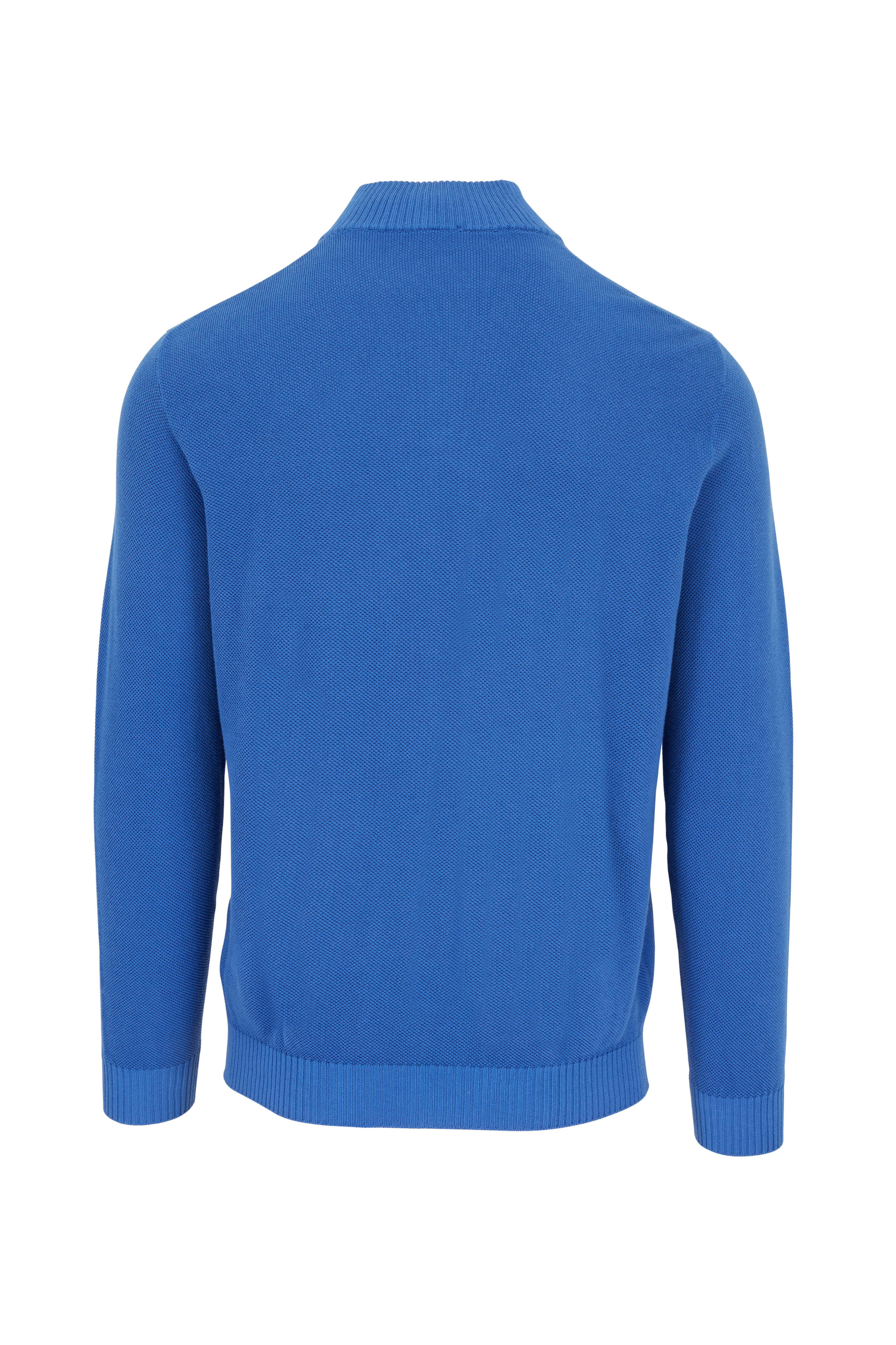 Fedeli - Royal Blue Textured Quarter Zip Pullover