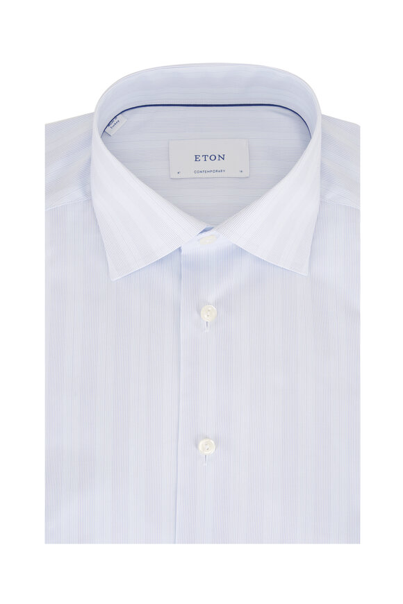Eton Light Blue & Purple Stripe Cotton Dress Shirt