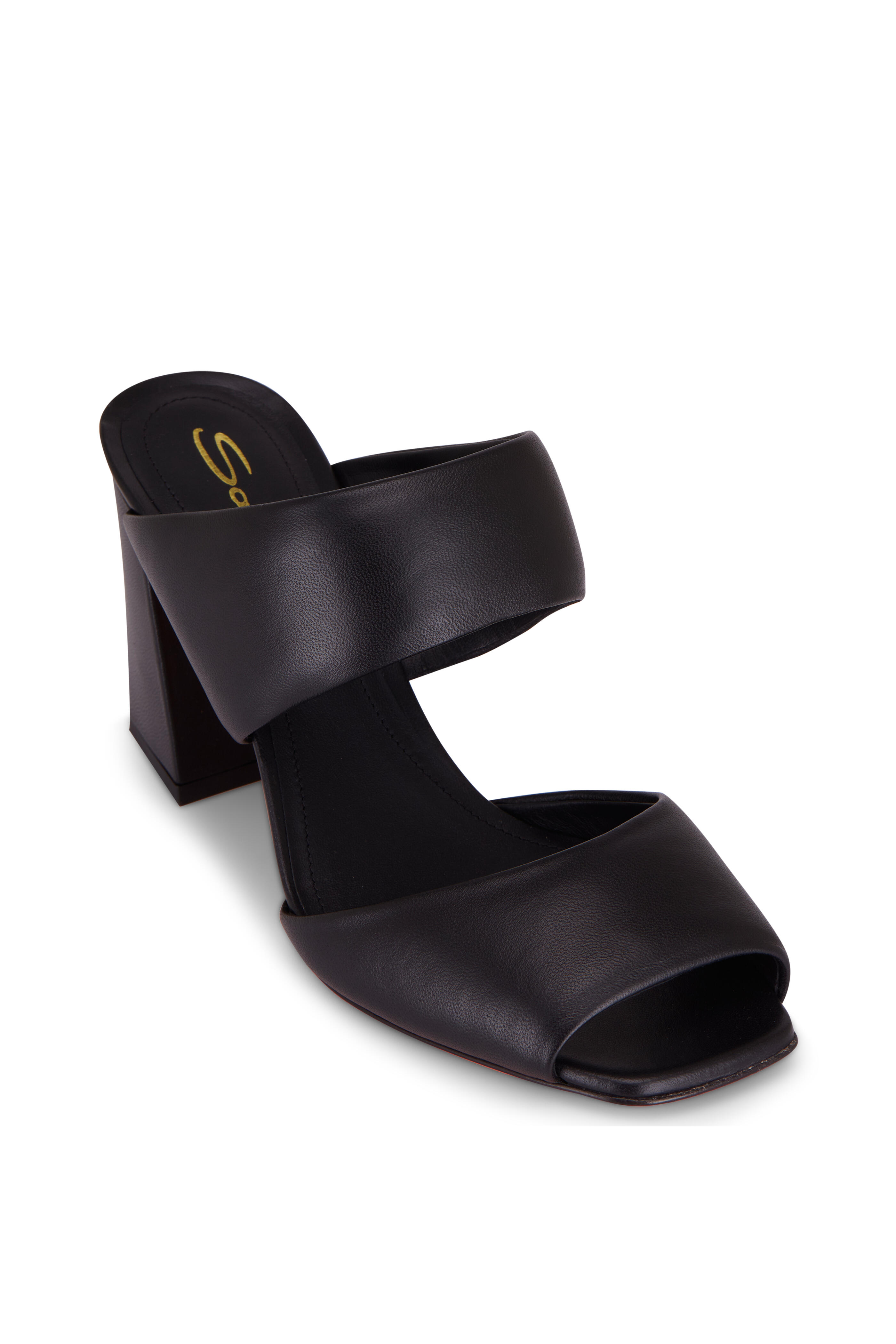 Two Strap Band Sandals-Black