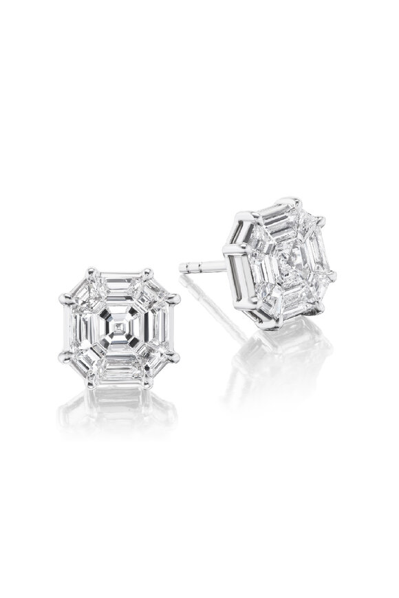 Nam Cho Invisible Diamond Octagon Studs