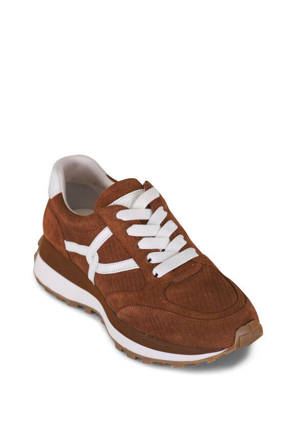 Veronica Beard Valentina Hazelnut Corduroy Suede Sneaker