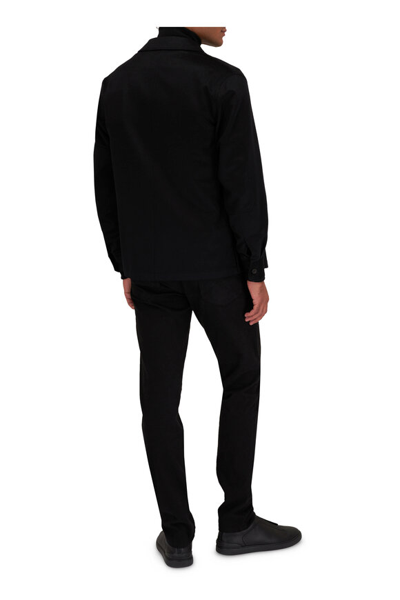 Zegna - Black Garment Dyed Cotton Gabardine Jean