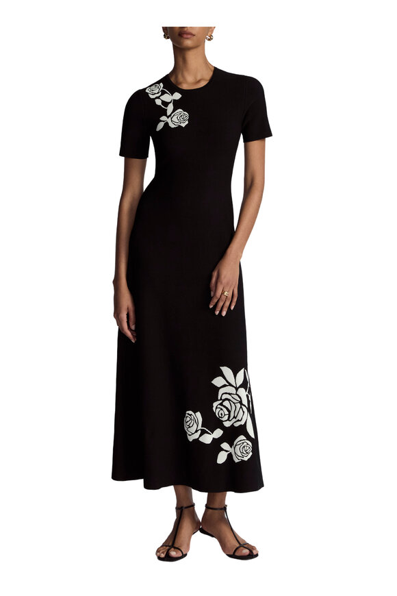 Lela Rose - Black Rose Jacquard Midi Dress