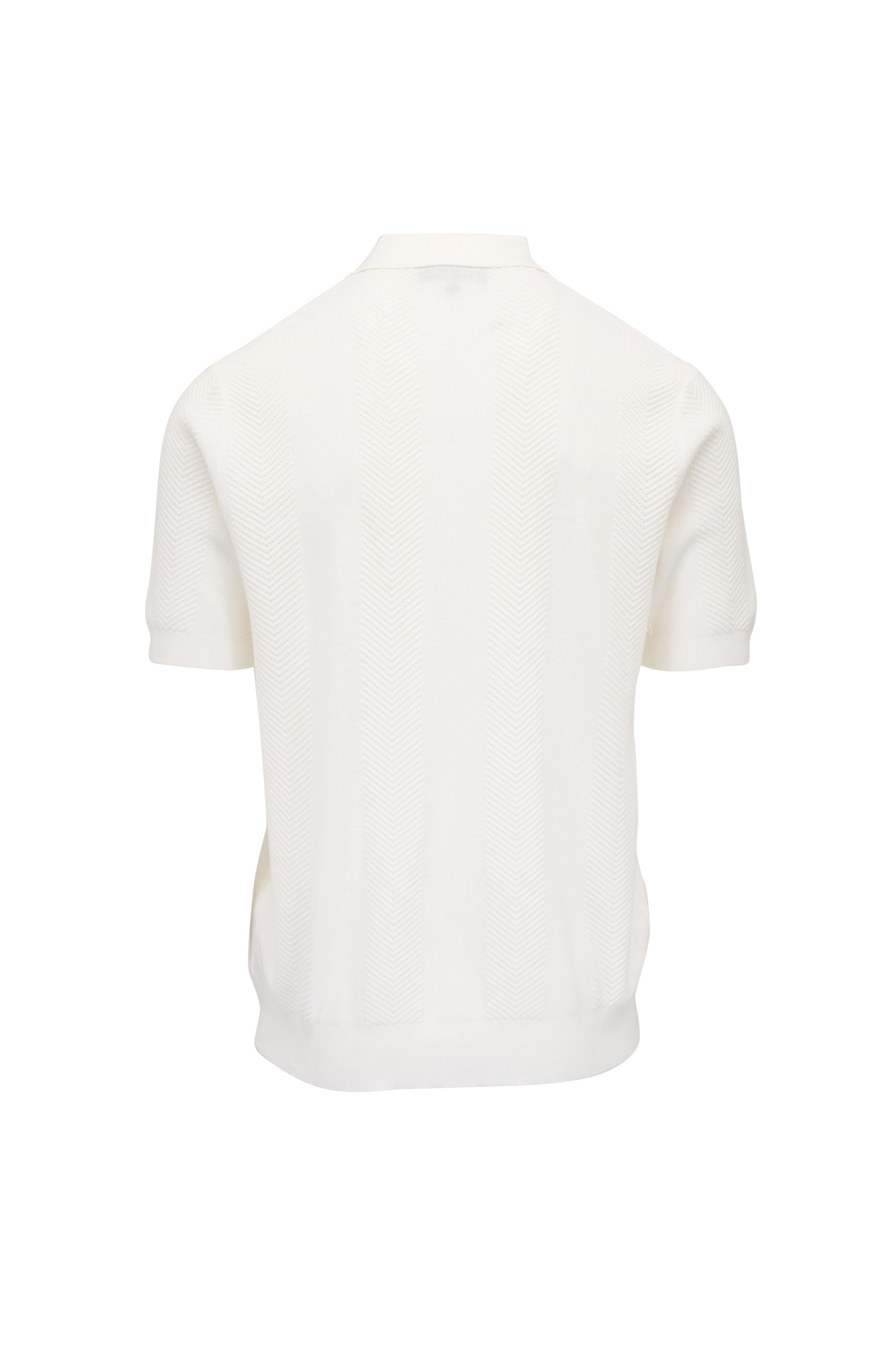 Patrick Assaraf - White Short Sleeve Knit Button Up