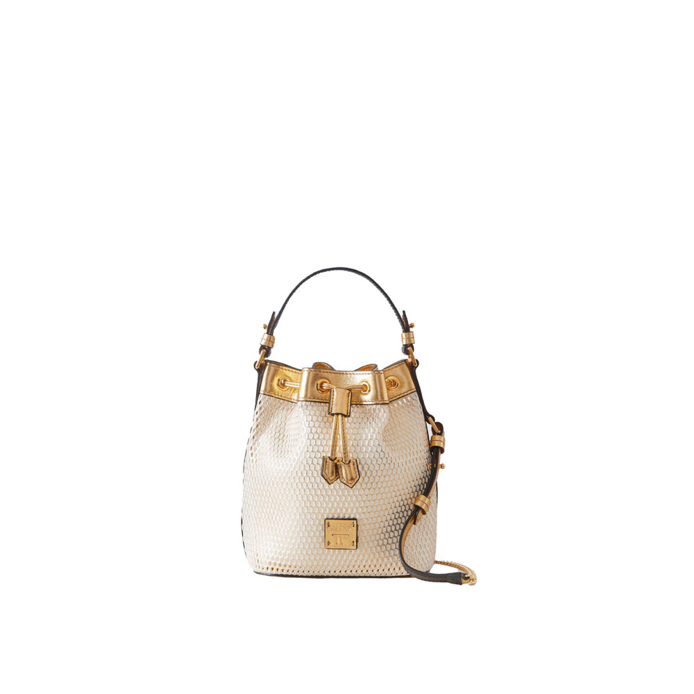 【送料&関税込】Tom Ford Day Bags Bucket Tom Ford - Met Mesh Bucket Bag in Gold | Mitchell Stores