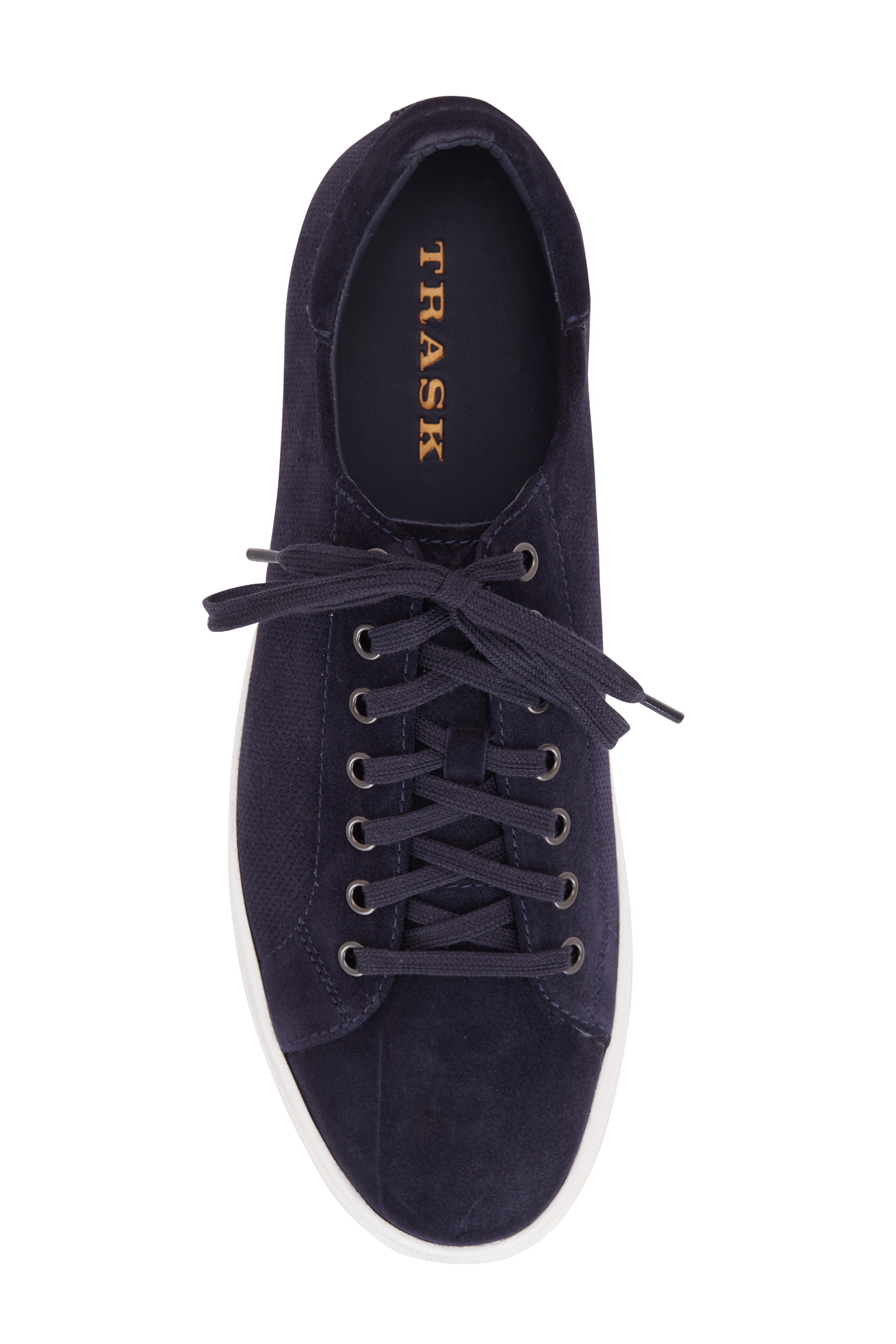 Trask Alder Navy Blue Perforated Suede Sneaker