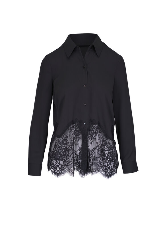 L'Agence - Adalee Black Lace Inset Blouse