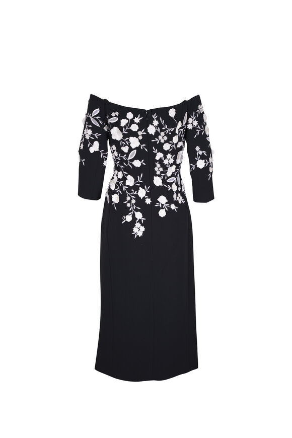 Carolina Herrera - Embroidered Black Off-The-Shoulder Dress