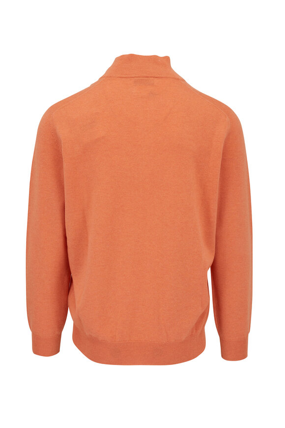 Brunello Cucinelli - Orange Cashmere Quarter Zip Pullover