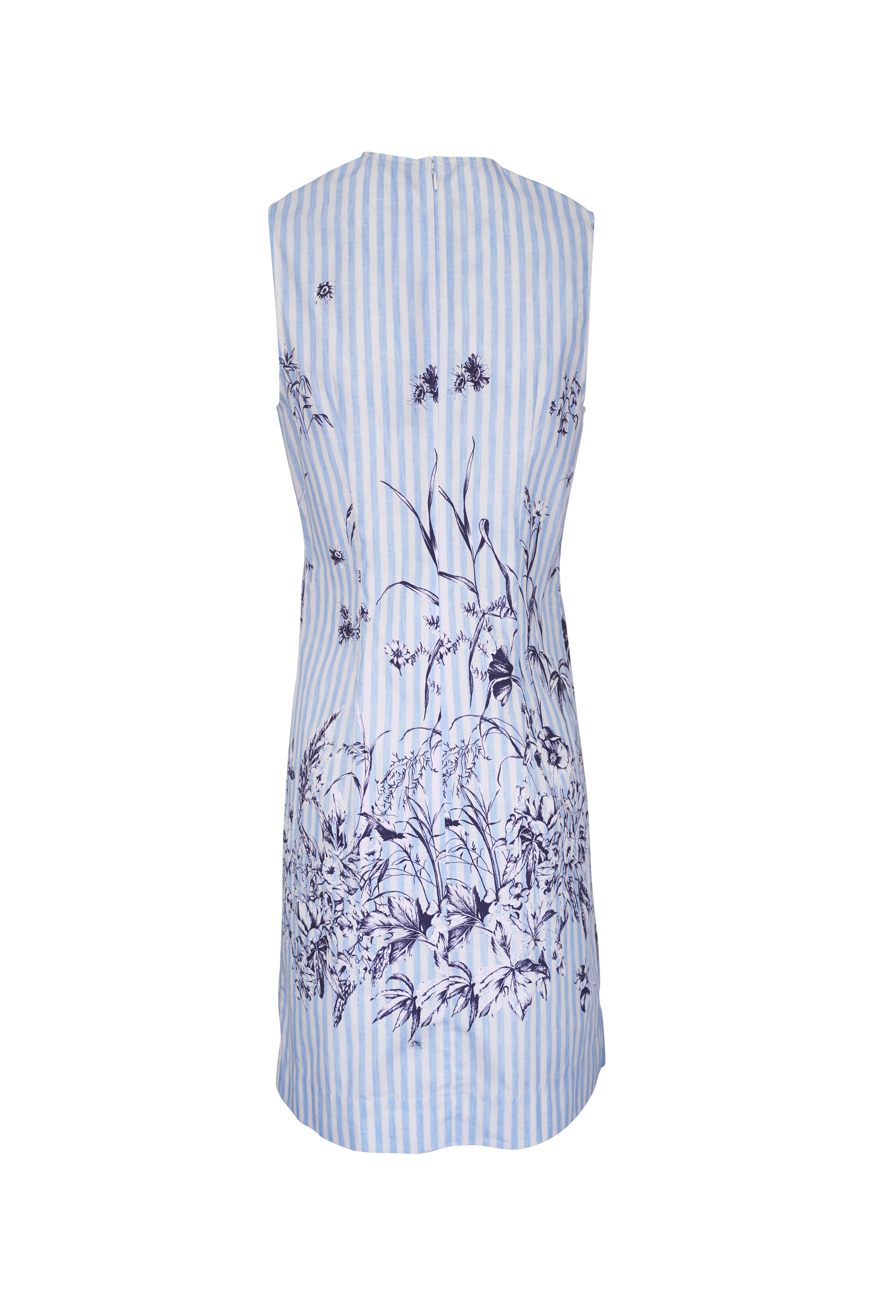 Lela Rose - Kelly Blue & White Stripe Floral Poplin Dress