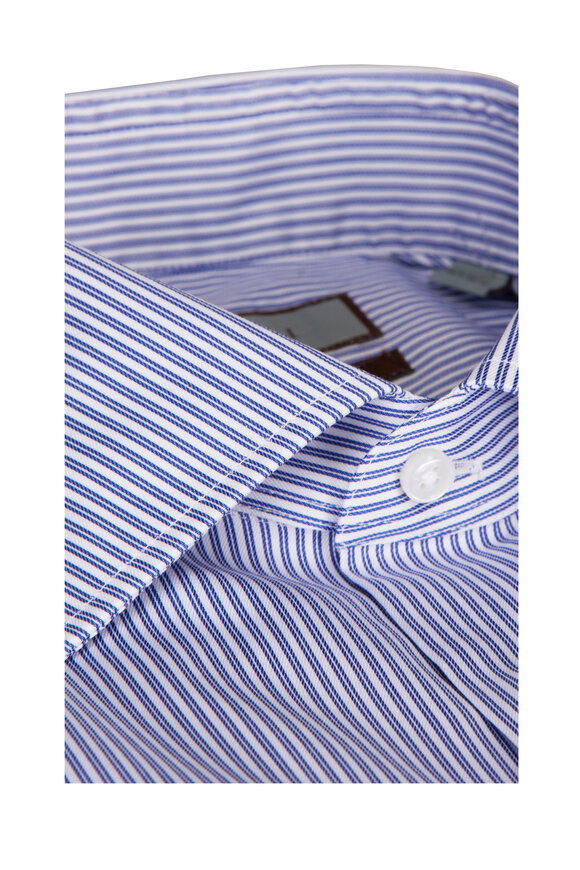 Canali Dark Blue Stripe Cotton Sport Shirt - view 2