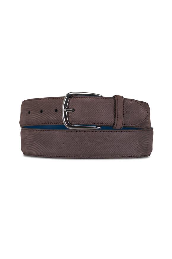 Paolo Vitale Dark Brown Embossed Nubuck Belt - view 1