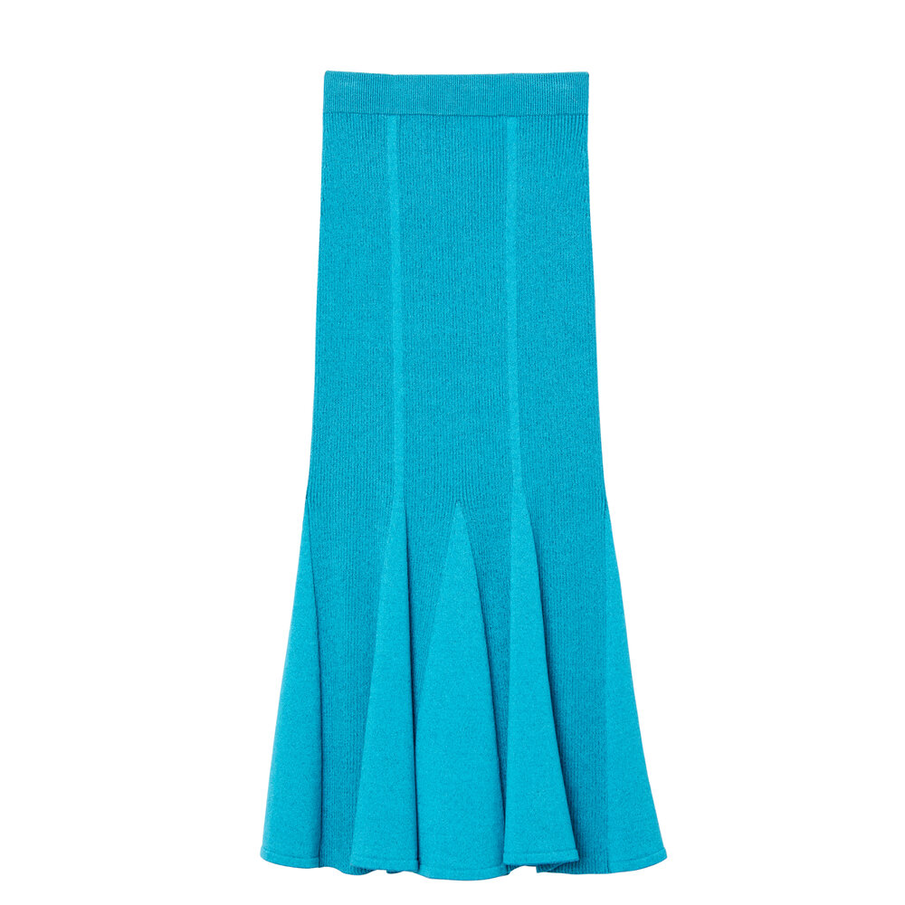 ワンピース CAROLINA HERRERA Women Mid Skirts R2511N527SFA028 BLUE Carolina Herrera - Sky Blue Ribbed Knit Flare Skirt
